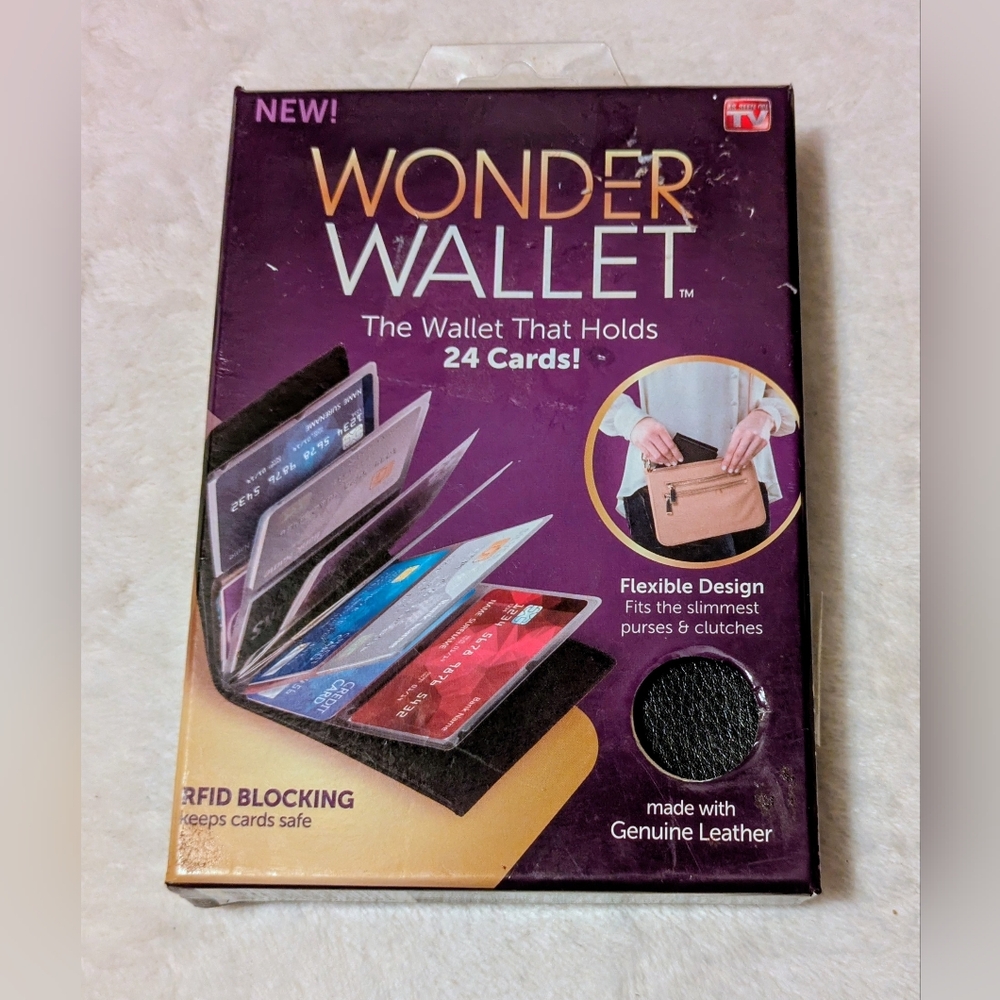 Wallet RFID Blocking Wonder Wallet Black 5" Length 4" Width 24 Card Holders NEW